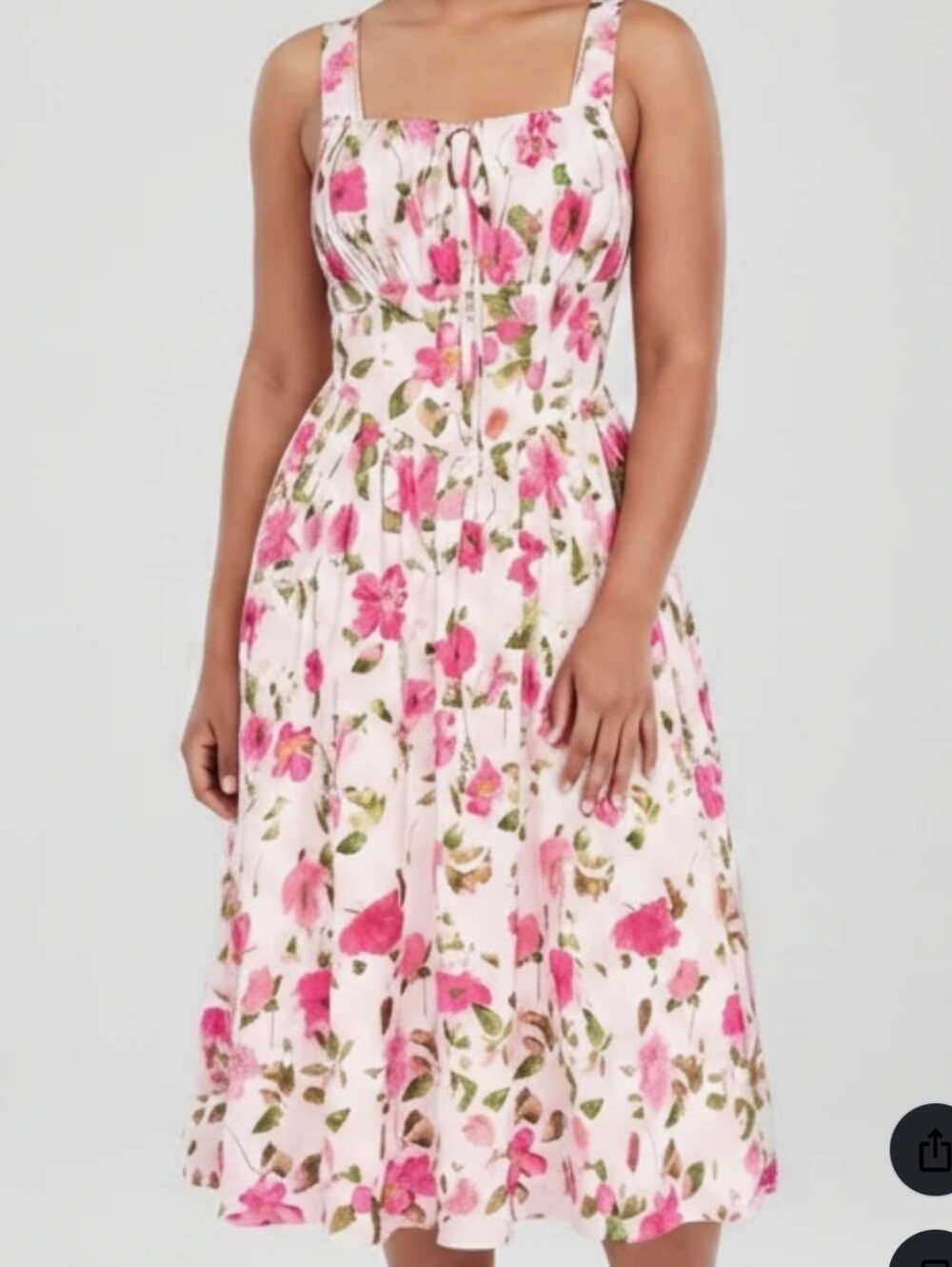NEW Scarlet Darkness Women Smocked Bodice Floral Dress with Pocket Medium